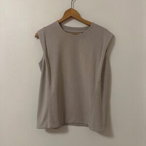 Athleta Seasoft Sweatshirt Tank Top in Tan | Size Small
